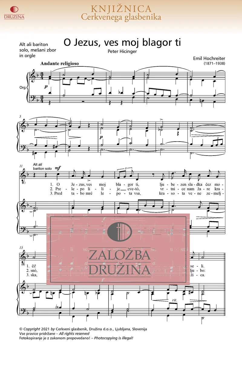 Note CG - O Jezus, ves moj blagor ti (Hochreiter Emil) 2021