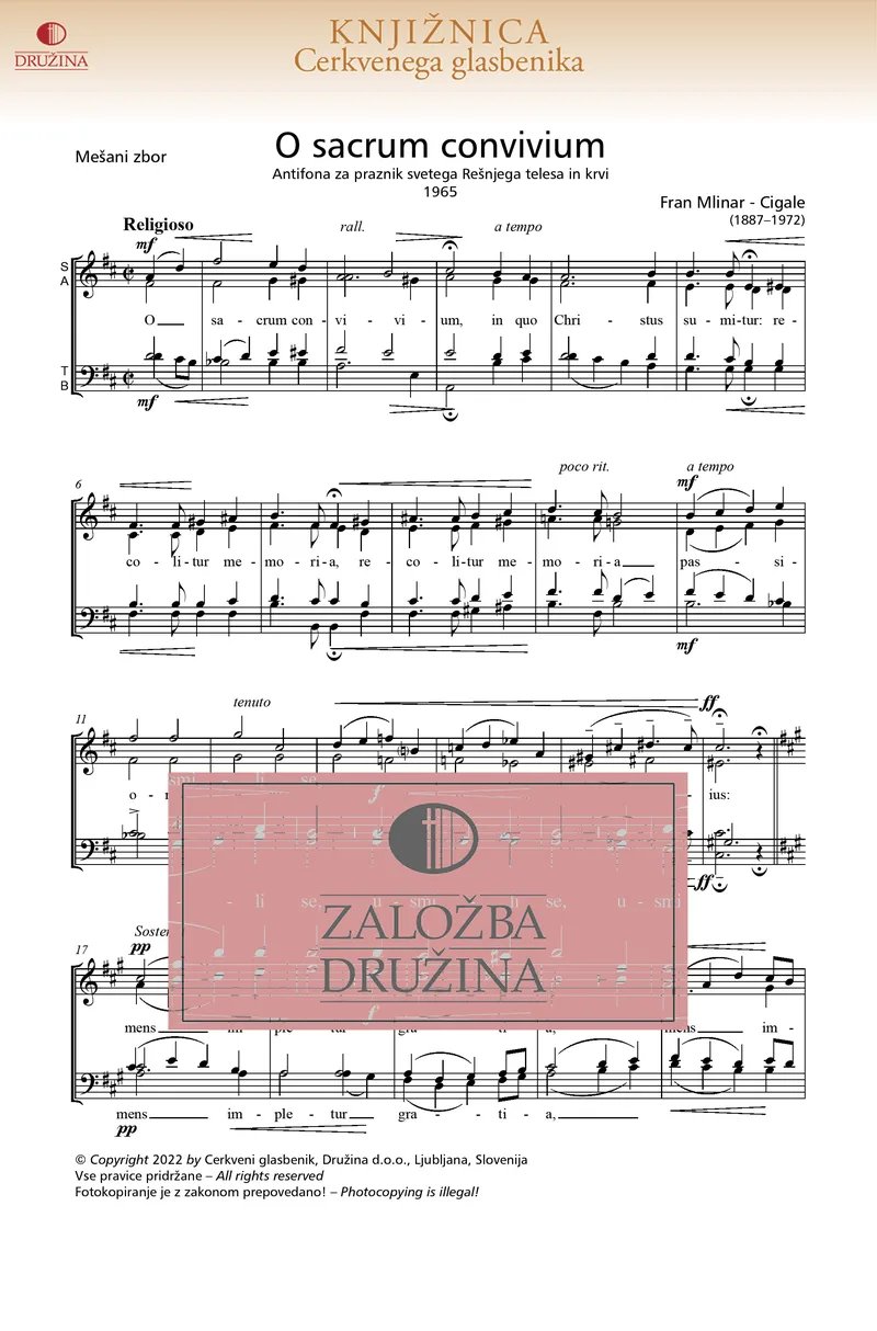 Note CG - O sacrum convivium (Mlinar - Cigale Fran) 2022