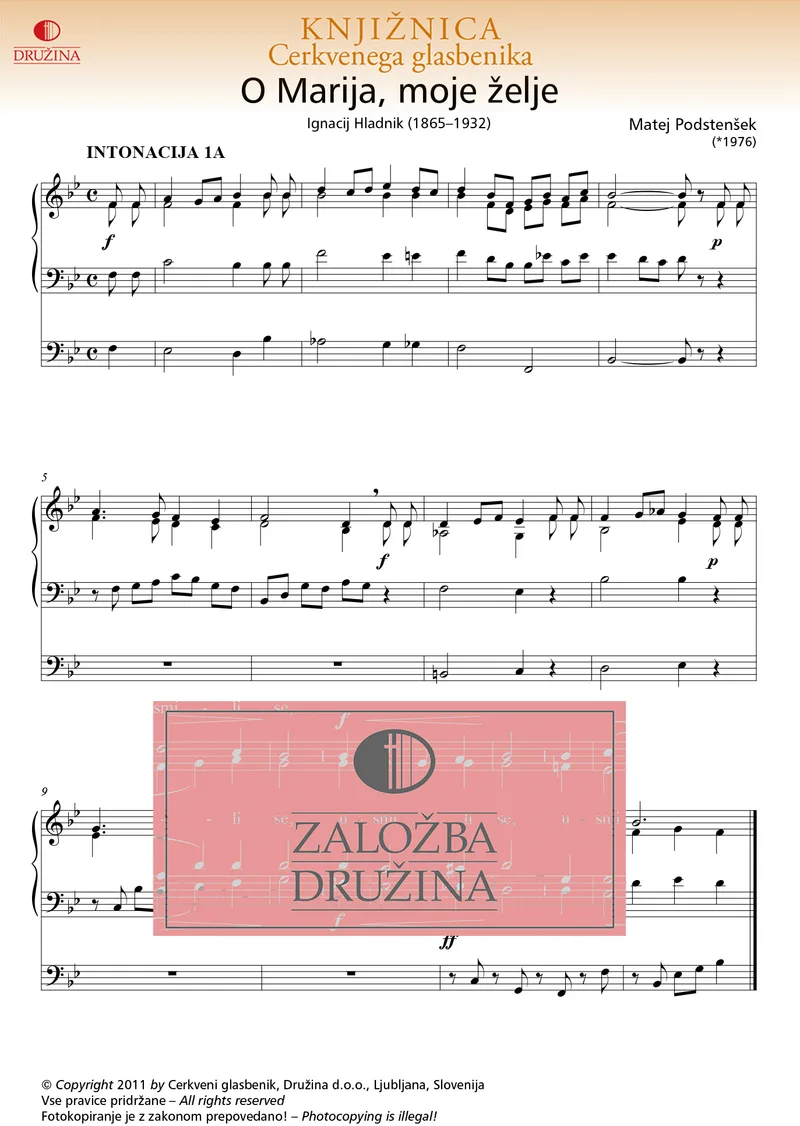 Note CG - O Marija, moje želje (Podstenšek Matej) 2011