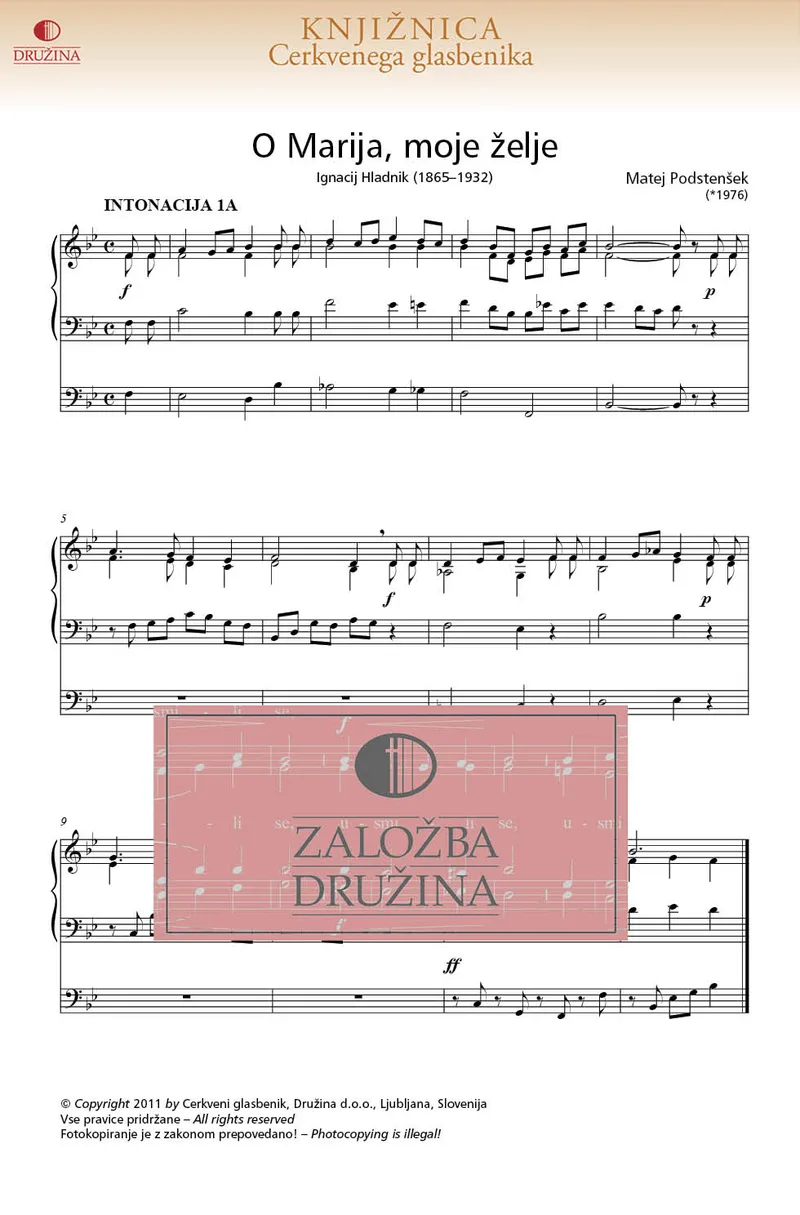 Note CG - O Marija, moje želje (Podstenšek Matej) 2011