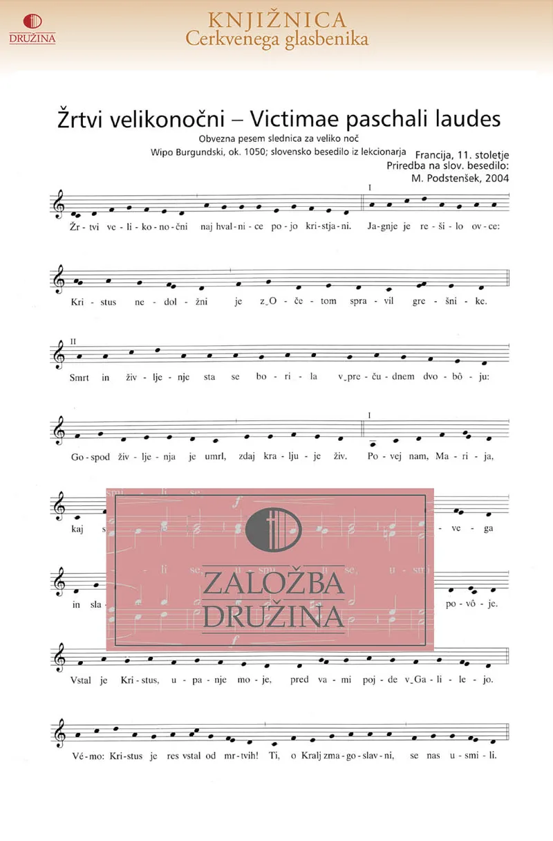Note CG - Žrtvi velikonočni - Victimae paschali laudes (Podstenšek Matej) 2004