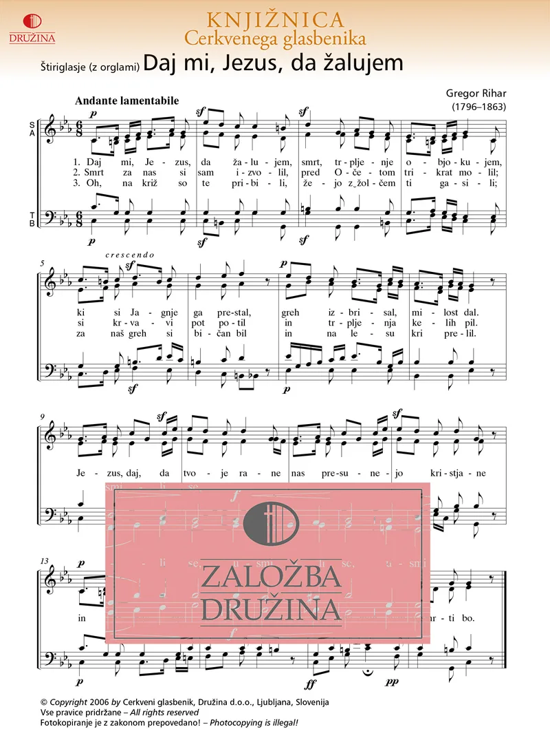 Note CG - Daj mi, Jezus, da žalujem (Rihar Gregor) 2006
