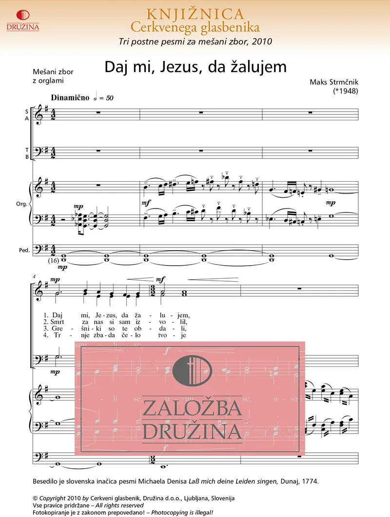 Note CG - Daj mi, Jezus, da žalujem (Strmčnik Maks)