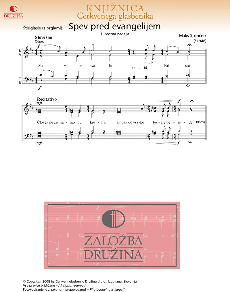 Note CG - Spev pred evangelijem (Strmičnik Maks) 2008