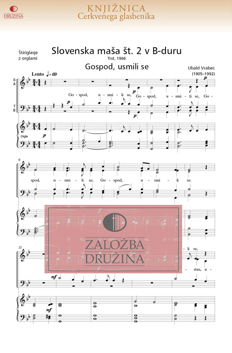 Note CG - Slovenska maša št. 2 v B-duru - Gospod, usmili se (Vrabec Ubald) 2005