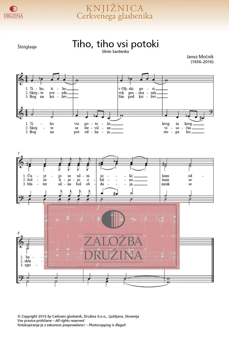 Note CG - Tiho, tiho vsi potoki (Močnik Janez) 2016