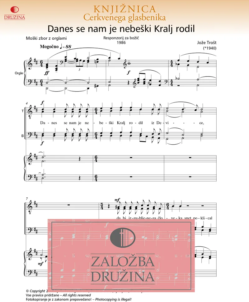 Note CG - Danes se nam je nebeški Kralj rodil (Trošt Jože) 2007