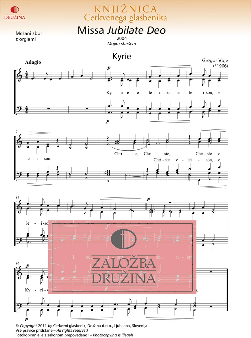 Note CG - Missa Jubilate Deo (Voje Gregor) 2011