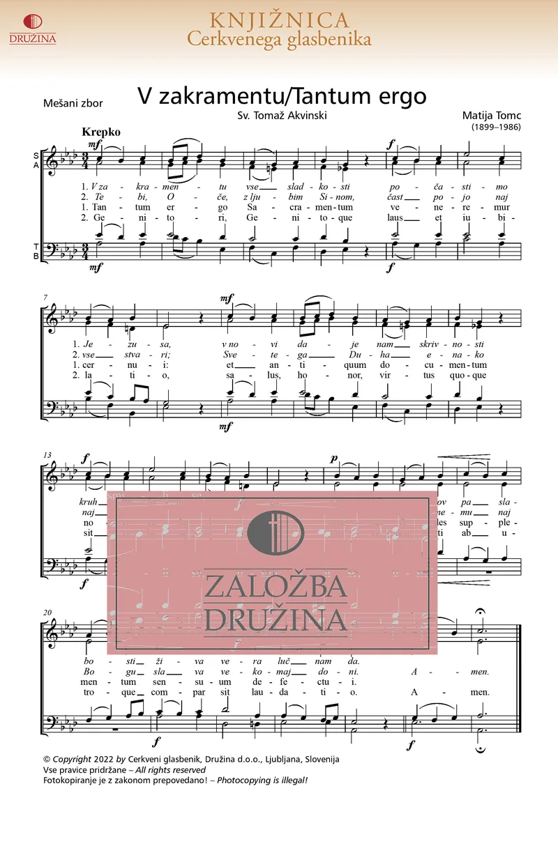 Note CG - V zakramentu / tantum ergo (Tomc Matija) 2022
