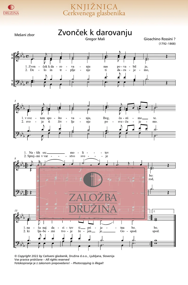 Note CG - Zvonček k darovanju (Rossini Gioachino) 2022