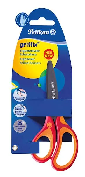 Pelikan škarje Griffix za levičarje, rdeče, 15 cm