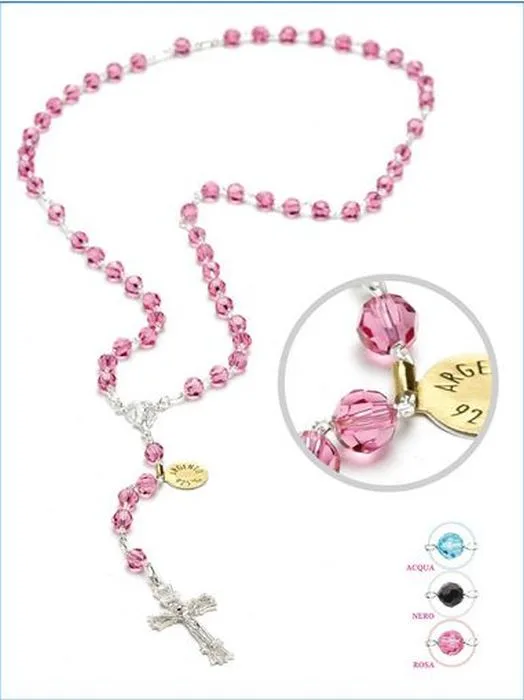 Rožni venec srebrn s kristali Swarovski