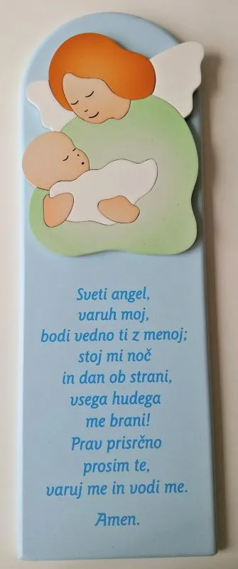 Slika lesena z molitvijo "Angel varuh" - modra