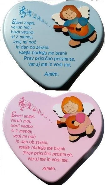 Slika lesena z molitvijo "Angel varuh" - srce