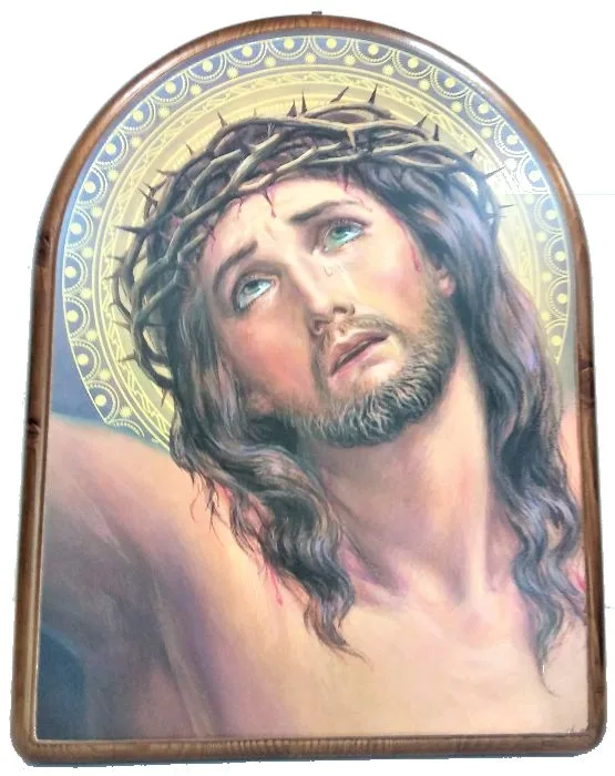 Slika na lesu  - kronani Jezus