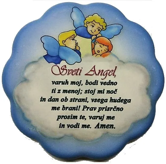 Slika z molitvijo "Sveti angel" - modra