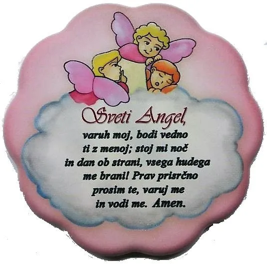 Slika z molitvijo "Sveti angel" - roza