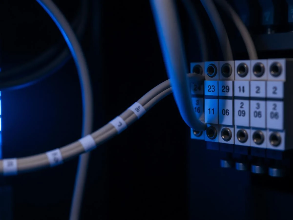 Control cabinet wiring and line cabling
