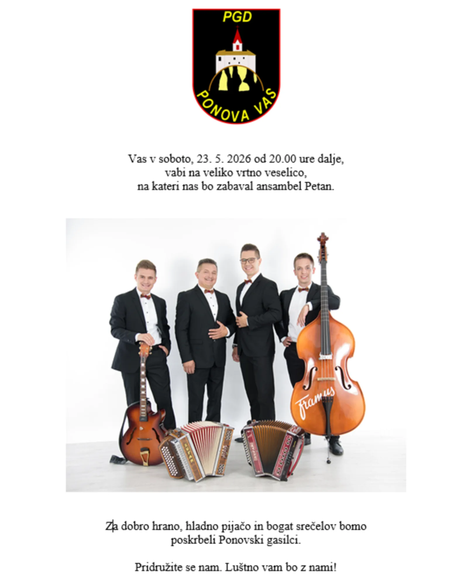 Veselica PGD Ponova vas z ansamblom Petan