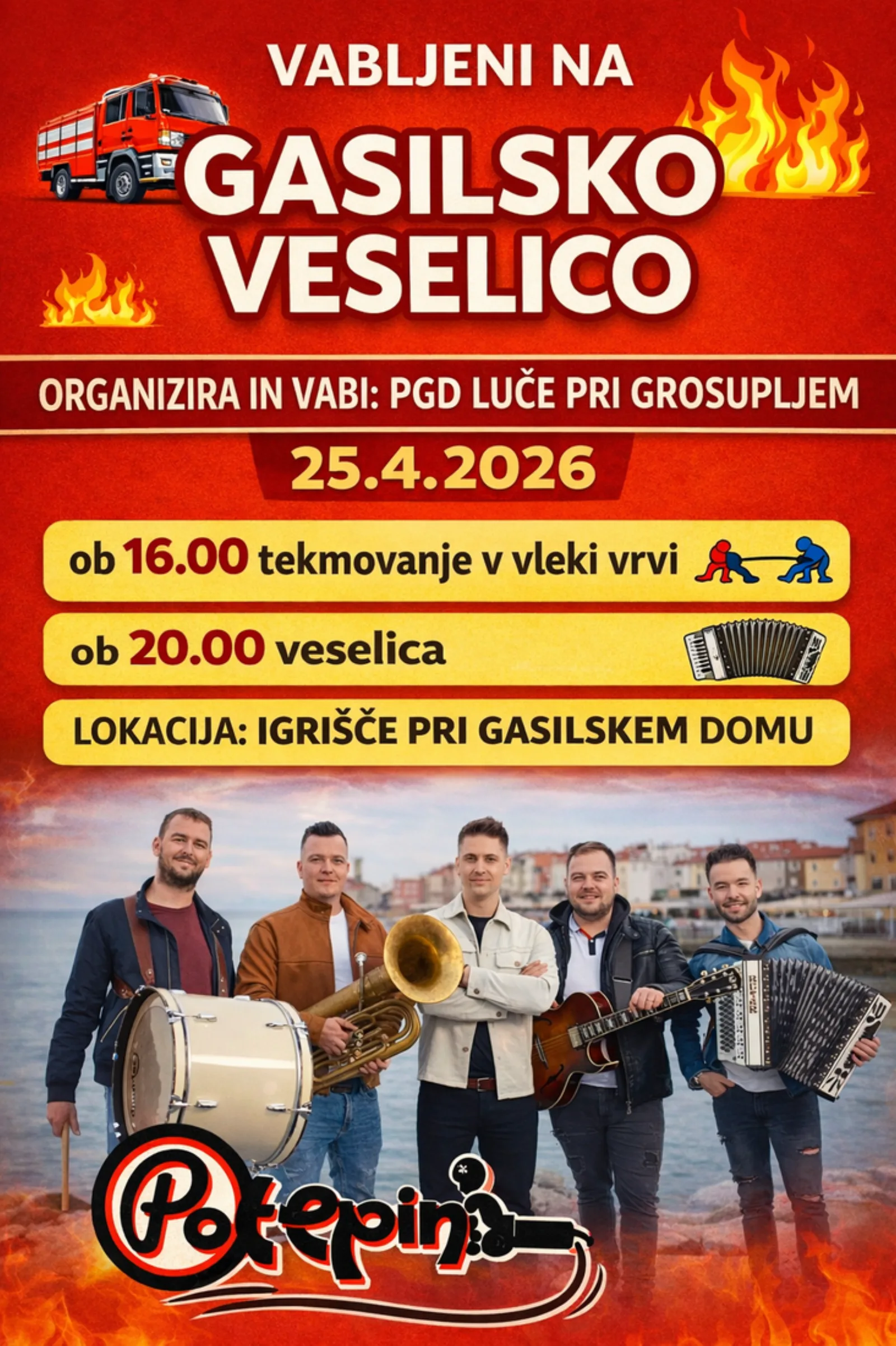 Veselica PGD Luče z ansamblom Potepini