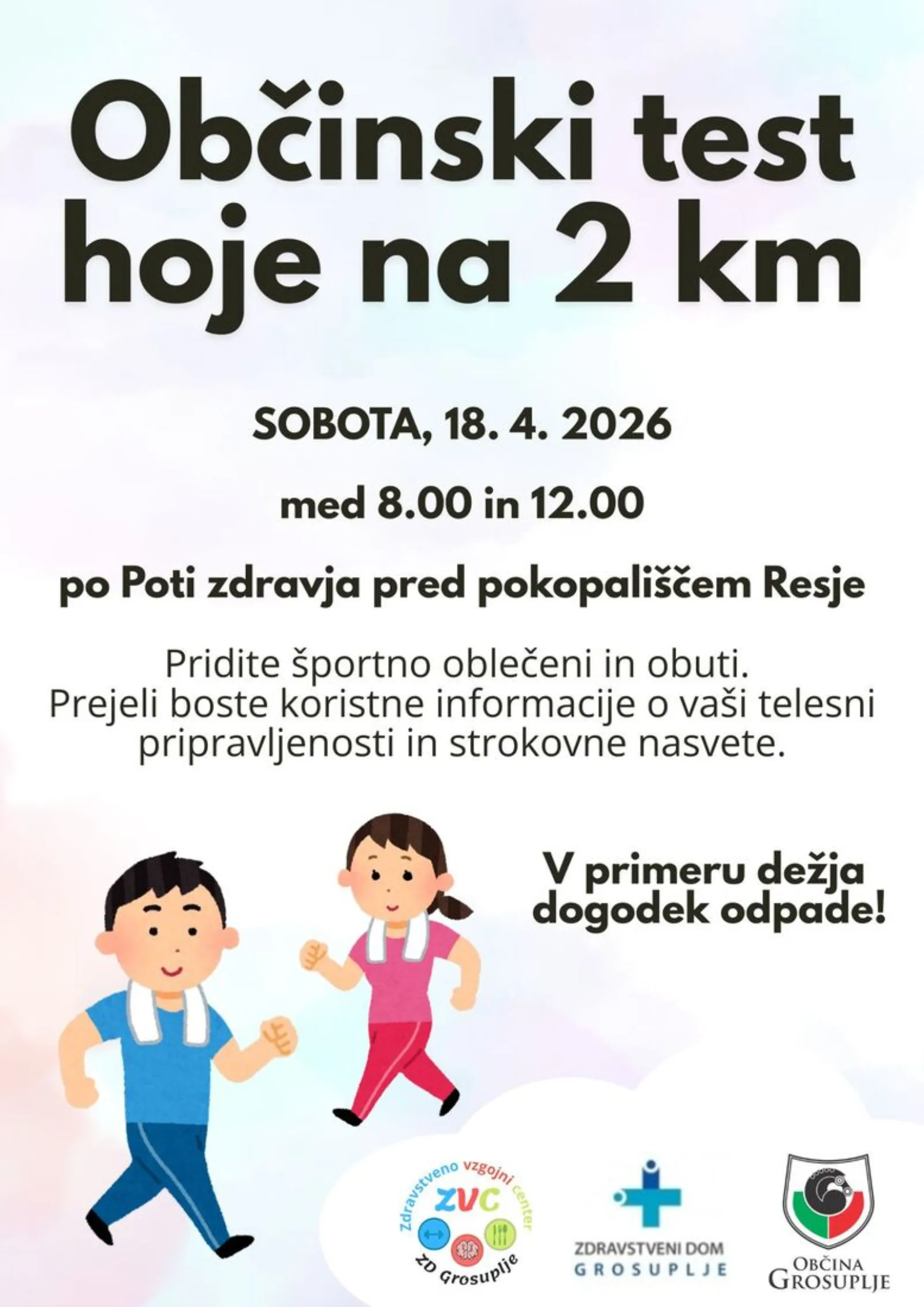 Občinski test hoje na 2 km