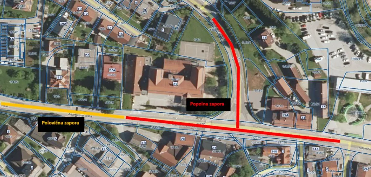 Pričenjajo se dela v križišču Adamičeve z Ljubljansko cesto, predvidoma od 3. 7. do 30. 8. bo zato potrebna popolna zapora