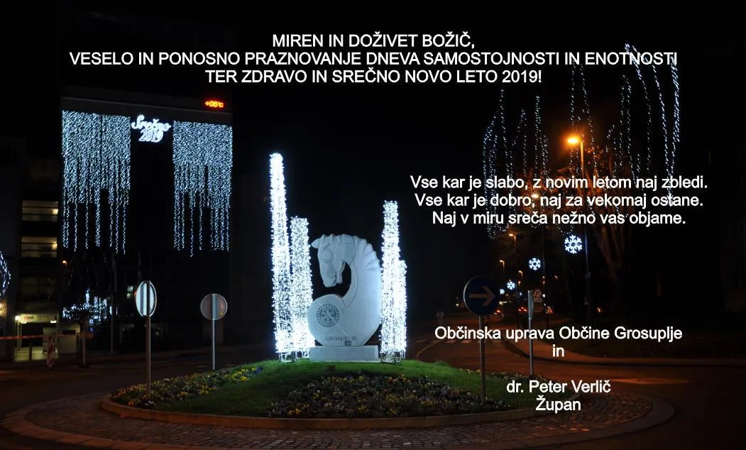 VESELE BOŽIČNE PRAZNIKE, PONOSNO PRAZNOVANJE DNEVA SAMOSTOJNOSTI IN ENOTNOSTI TER SREČNO NOVO LETO 2019!