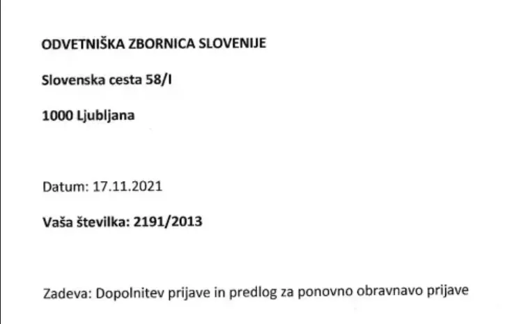 What did the Commission of the Bar Association of Slovenia not want to hear?