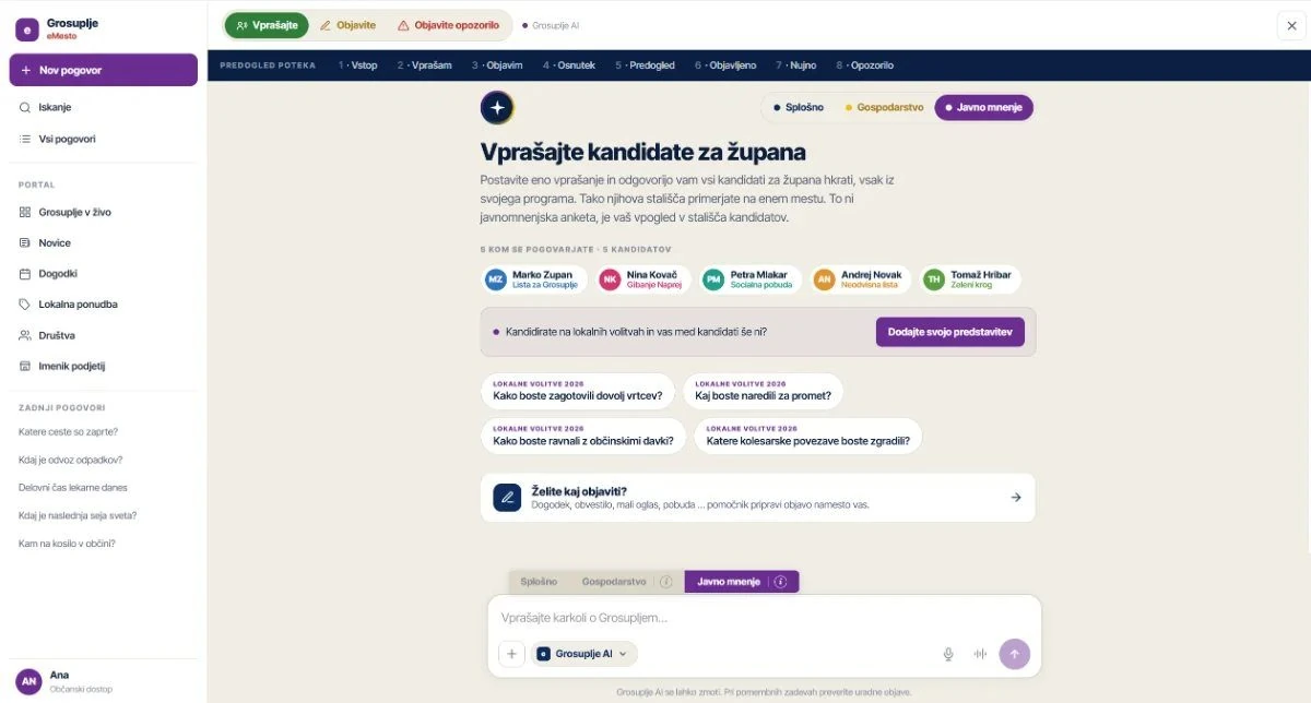 Prikaz AI pomočnika kandidata