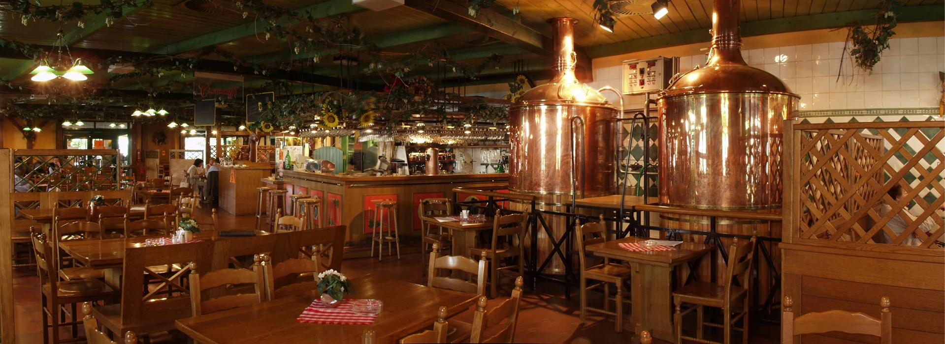 Caldaie in rame nella birreria Kratochwill