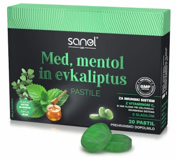 Sanol LAB Pastile z medom, mentolom in evkaliptusom