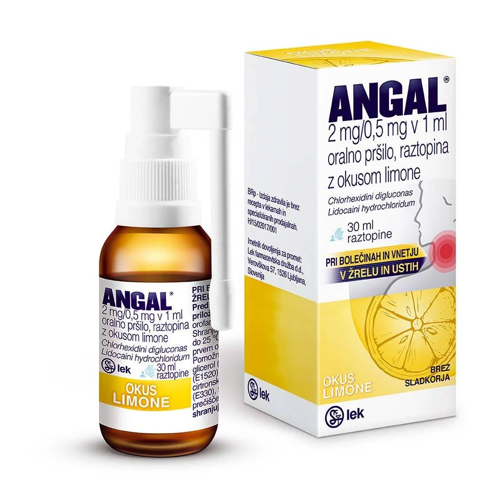 Angal® pršilo za grlo z okusom limone