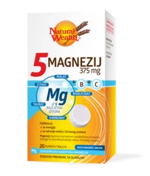 Natural Wealth® 5 MAGNEZIJ 375 mg + B + C