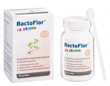 Bactoflor izdelek z mlečno-kislinskimi bakterijami za otroke v prahu