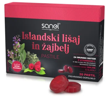 Sanol LAB Pastile z islandskim lišajem in žajbljem