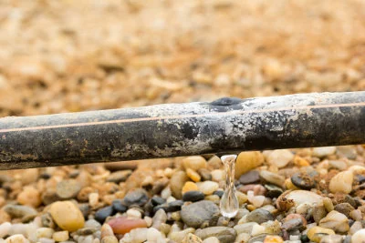 Drip irrigation - Calcium crusts form around the irrigation emitter