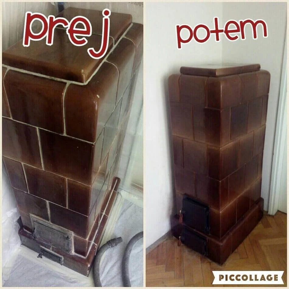 Primer obnove peči — prej in potem
