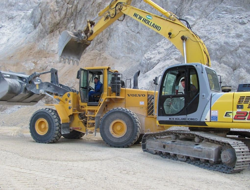 Nakladalnik Volvo in bager New Holland