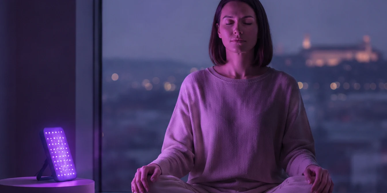 Meditacija ob Purple 1 svetlobni ploščici