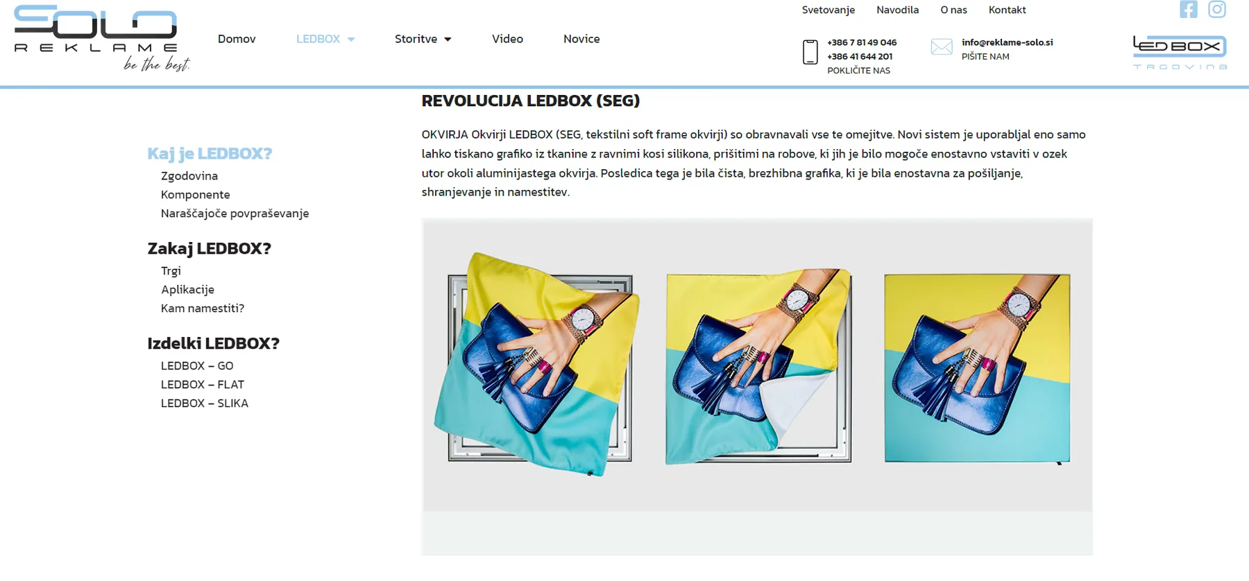 Revolucija ledbox seg – izvedba Reklame SOLO