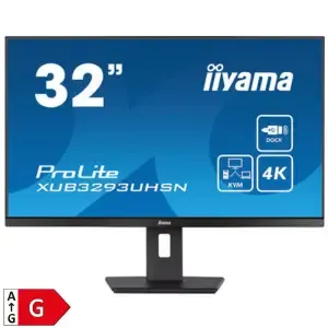 Monitor Iiyama 80 cm (31,5") XUB3293UHSN-B5 3840x2160 IPS 4ms HDMI DisplayPort USB-C 65W 2xUSB3.0 Pivot Zvočniki sRGB99% RJ45 KVM