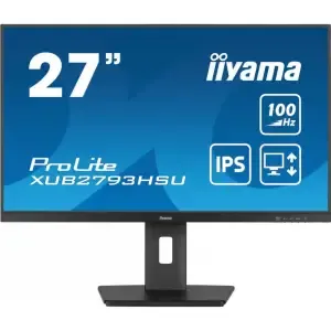 Monitor Iiyama 68,6 cm (27,0") XUB2793HSU-B6 1920x1080 100Hz IPS 1ms HDMI DisplayPort 2xUSB2.0 Pivot Zvočniki  3H sRGB96% ProLite