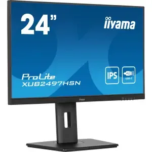 Monitor Iiyama 60,5 cm (23,8") XUB2497HSN-B2 1920x1080 100Hz IPS 1ms HDMI DisplayPort USB-C 65W DP-Out 4xUSB3.2 Pivot Zvočniki sRGB99% RJ45 ProLite Daisy Chain