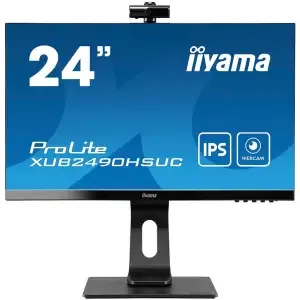 Monitor Iiyama 60,5 cm (23,8") XUB2490HSUC-B5 1920x1080 konferenca IPS 4ms VGA HDMI DisplayPort USB2.0 Pivot Kamera Zvočniki  sRGB99%