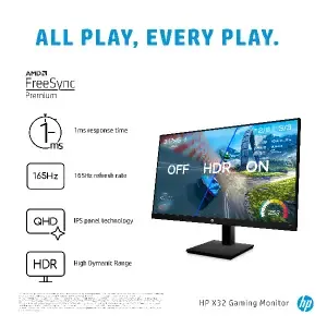 Monitor HP 80 cm (31,5") X32 2560x1440 Gaming 165Hz IPS 1ms HDMI DisplayPort HAS 3H sRGB99% FreeSync HDR400