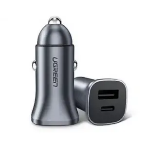 Avto polnilec 12V/24V => USB-A + USB-C UGREEN 18W 2x USB PD Qualcomm Quick Charge 4.0