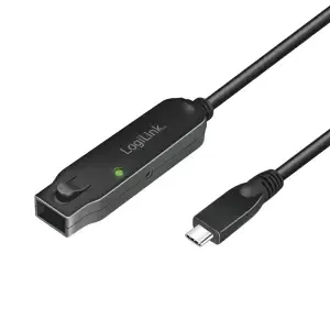 Kabel USB-C 3.2 Gen2 => USB-C 5,00m - podaljšek z ojačevalcem črn LogiLink (UA0418)