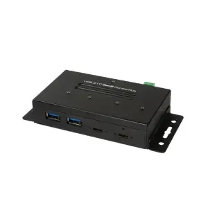 HUB USB-C => 4x USB3.1 industrijski LogiLink+ napajalnik črn (UA0316)