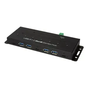 HUB USB-C Industrijski 4xUSB3.0 3xUSB-C LogiLink+ napajalnik črn (UA0319)