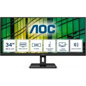 Monitor AOC 86,4 cm (34,0") U34E2M 3440x1440 100Hz VA 4ms 2xHDMI DisplayPort 3H AdaptiveSync Essential-Line